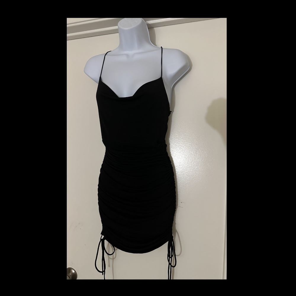 Elegant Black Ruched Dress